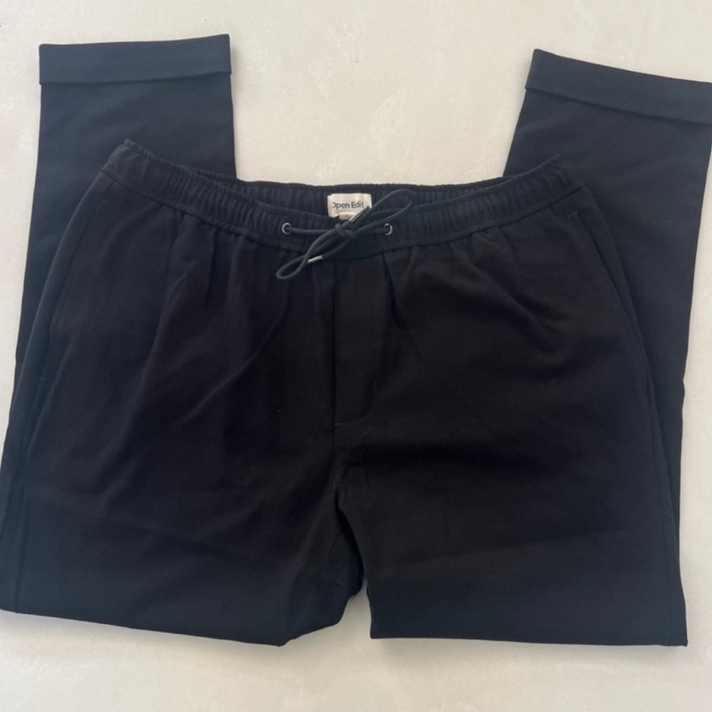 Open Edit High Rise Waist Tie Straight Leg Trousers Large